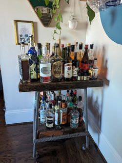 Solid Wood And Metal Bar Cart
