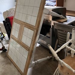 White Tile Dining Table + 3 Chairs