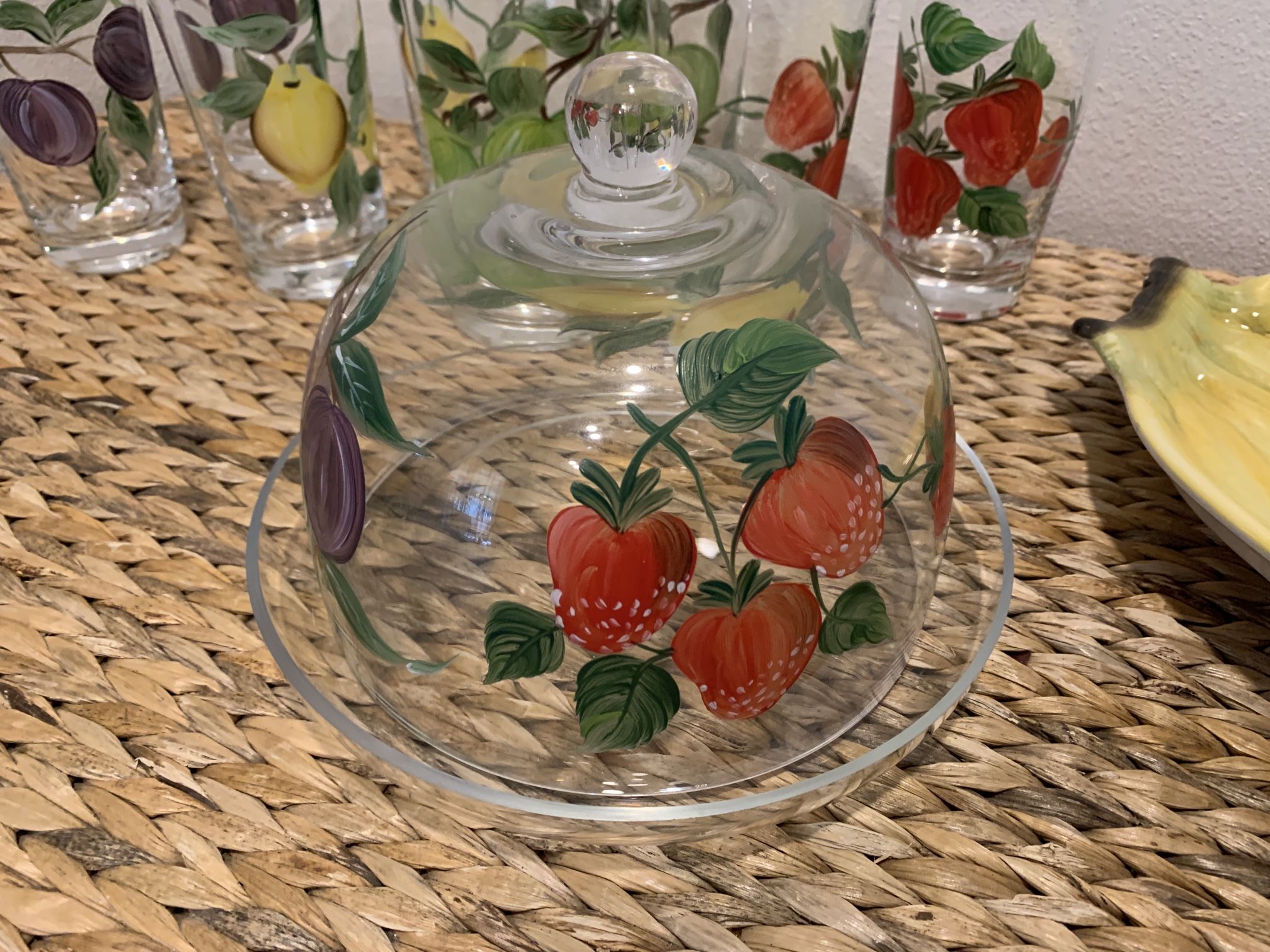 Hand Blown Country Farmhouse Fruit Glassware Set - 8 Glasses & trey Simi Valley