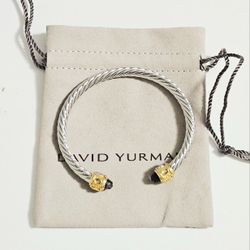 David YURMAN Silver 14k Gold Purple Tip Woman's Cuff Bracelet Gift