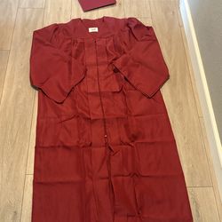Maroon cap and gown