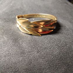 TRINA TURK HINGED LEAF CUFF GOLD BRACELET 