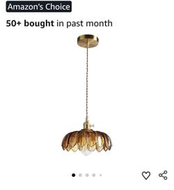 9598: New Pendant Lights Kitchen Island: Amber Glass Hanging Light Fixture with Rotating Switch, E26 Base - Modern Lighting