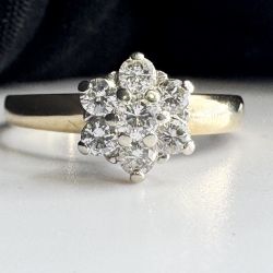 Ladies 1/2ctw Diamond Cluster 14k Yellow Gold Ring Size 8 11052660