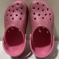 Crocs girls size 11 shimmery glittery pink shoes