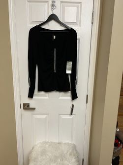 Nicole Bakti. Elegant Women’s Black Long Sleeves Top. Size L. New.