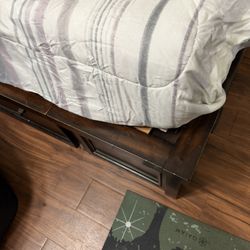  Twin Bed Frame with Storage Drawers – Solid Wood  Twin bed frame with built-in storage drawers