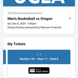 4 UCLA GAME TICKETS FOR SALE 