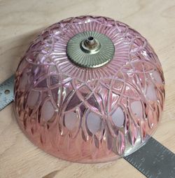 Vintage Pink Cut Glass Ceiling Light Shade