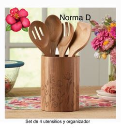 Set de 4 utensilios y organizador de madera nuevos en sus cajas 🌺 princess house 🌺