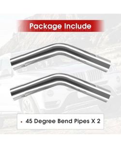 Brand New  Richeer 45 Degree 3 inch O.D. T304 Stainless Steel DIY Custom Exhaust Tubing?45° Mandrel Bend Exhaust Pipe, Polished Surface,Universal Fit