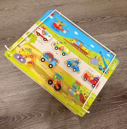 Six wooden puzzles for kids