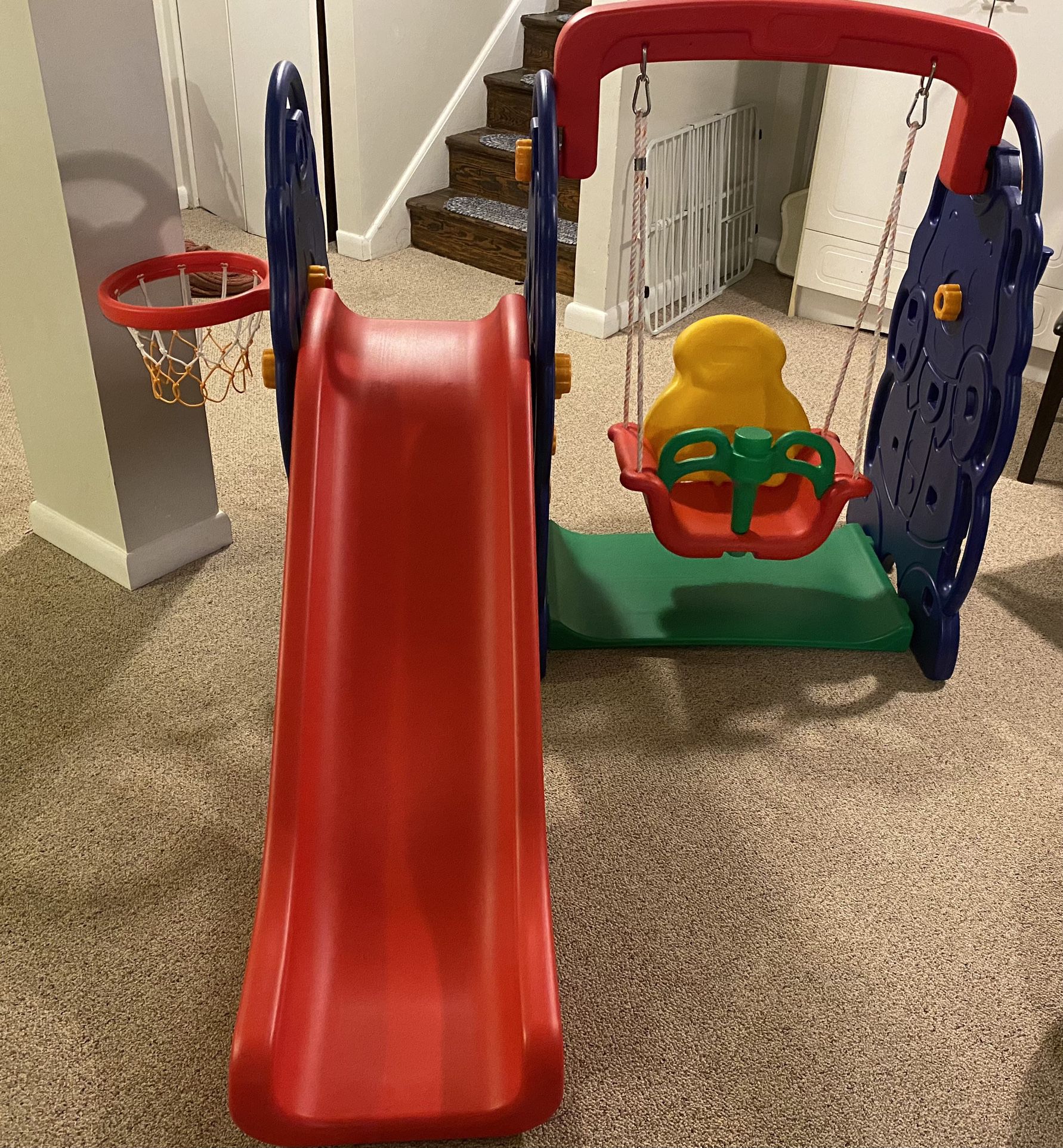 Costway Climber Slide Swing And Basketball Set