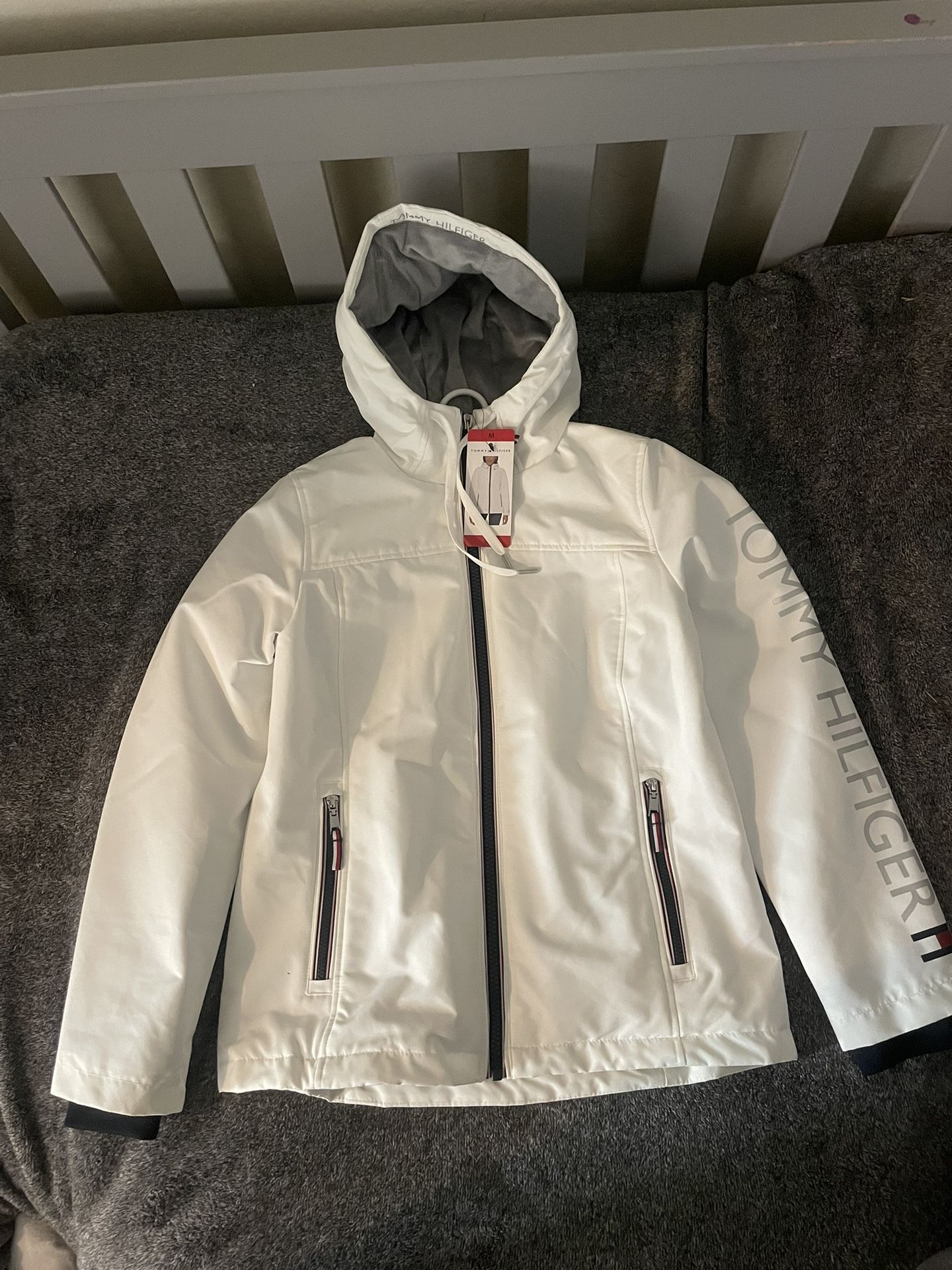 Tommy Hilfiger Tommy Hilfiger Women's Softshell Hooded Jacket Fleece Lined Zip Pockets Medium