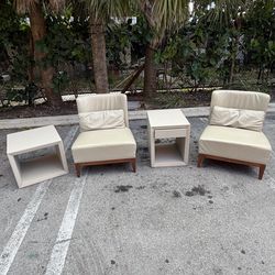 Beautiful white set of sofa single sofa couch chairs leather