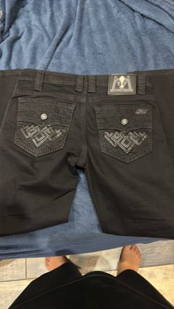Full Metal Black Jeans with Embroidered Pockets