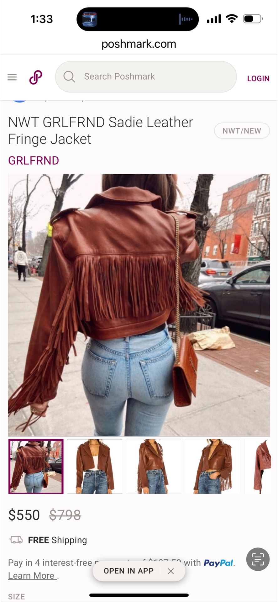 GRLFRND NWT Sadie Leather Fringe Jacket