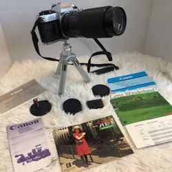 Canon AE-1 Program Camera w/ Lens, Manuals And Stand 