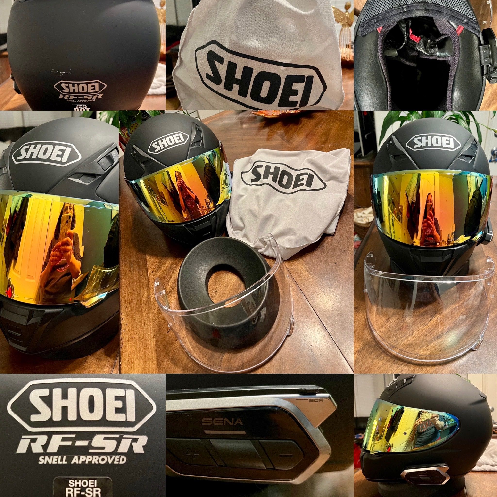 SHOEI RF-SR Motorcycle Helmet w/ SENA 50R Harman Kardon BT Headset, Special Visor & More - Size M