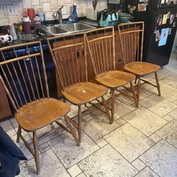 Set of 4 Ethan Allen Faux Bamboo Dining Chairs