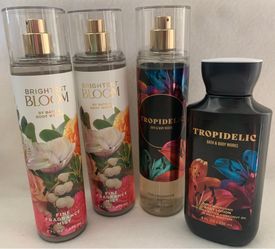 4 Piece Lot Bath & Body Works Brightest Bloom, Tropidelic