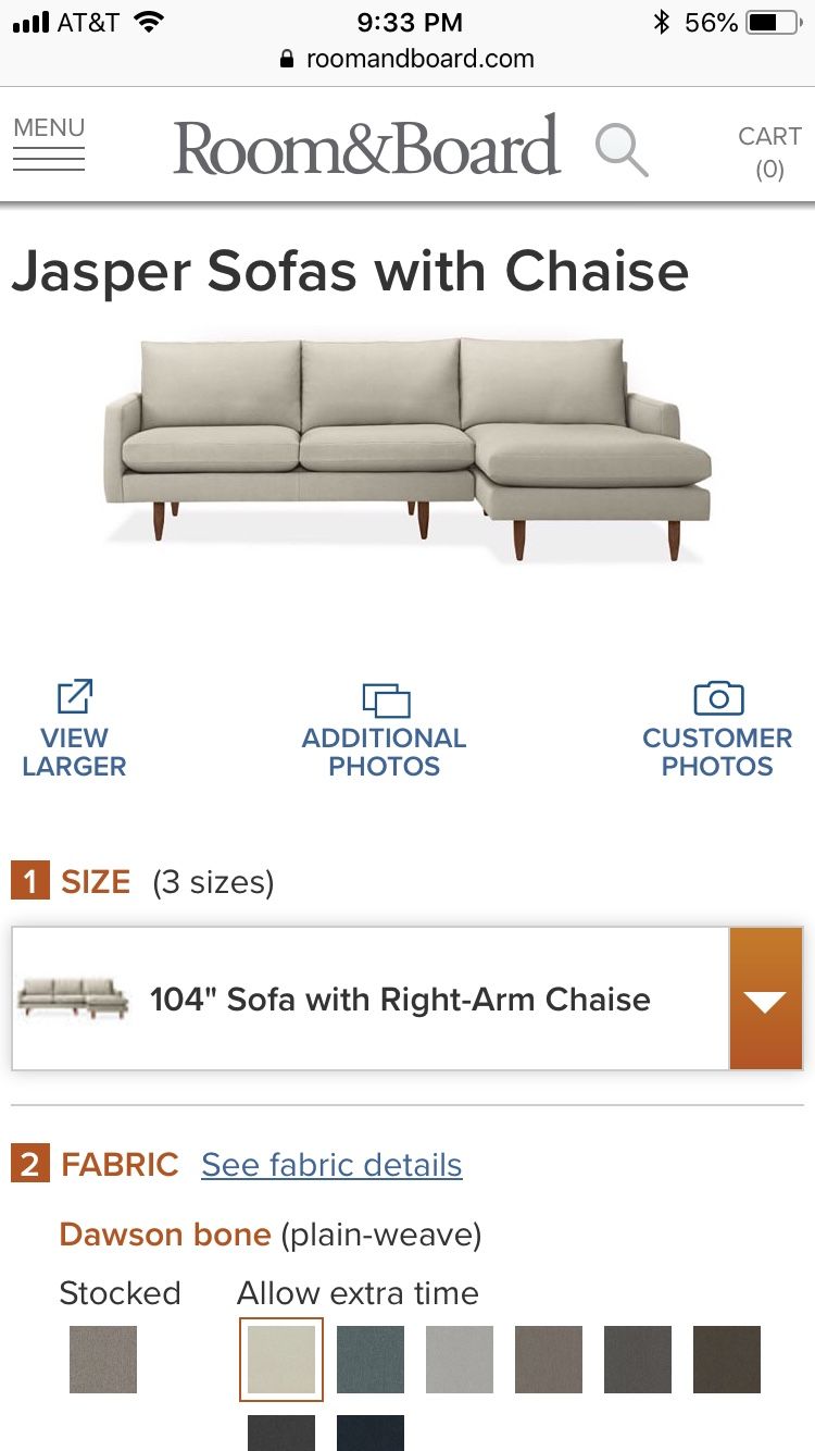 Room & Board Jasper Sectional Couch