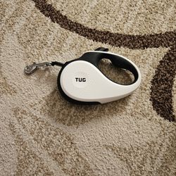 TUG 360° Tangle-Free Retractable Dog Leash | 16 ft Strong Nylon Tape | One-Handed Brake, Pause, Lock (Medium, White)

