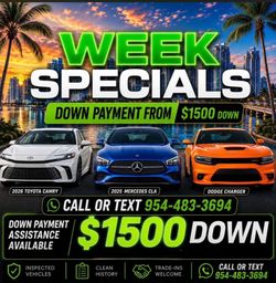 $1,500 Down You Work You Drive