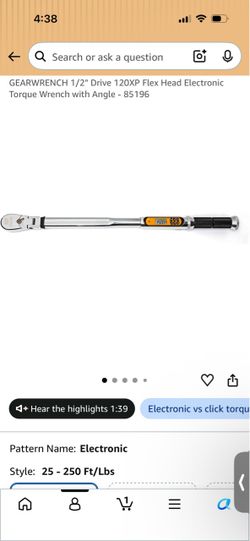 GEARWRENCH 1/2" Drive 120XP Flex Head Electronic Torque Wrench with Angle - 85196