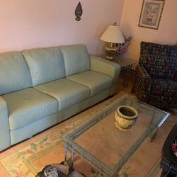 Leather Couch , Lamps And Tables Included 