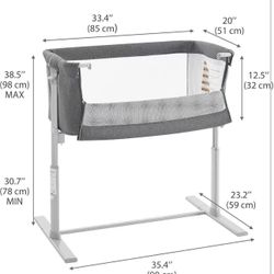 Bed Side Sleeper, Height Adjustable Bassinet Bed Easy Assemble, Breathable Mesh, for Infant/Newborn/Baby Boy/Baby Girl (Gray) 