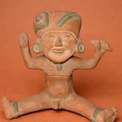 Pre-Columbian Style Terracotta Figure | Mesoamerican Clay Sculpture | Decorative Art