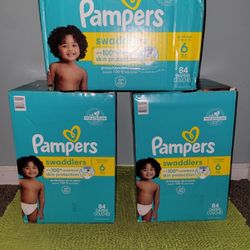 3 Box 84 Diapers Pampers Swaddlers #6