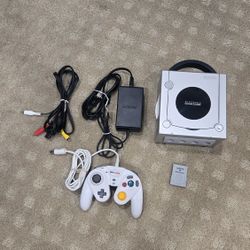 Silver Nintendo GameCube All Cords Controller And Memory Card