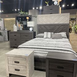 Grey Or Ivory Bedroom Set Dresser Mirror Night Stand Queen Bed NEW