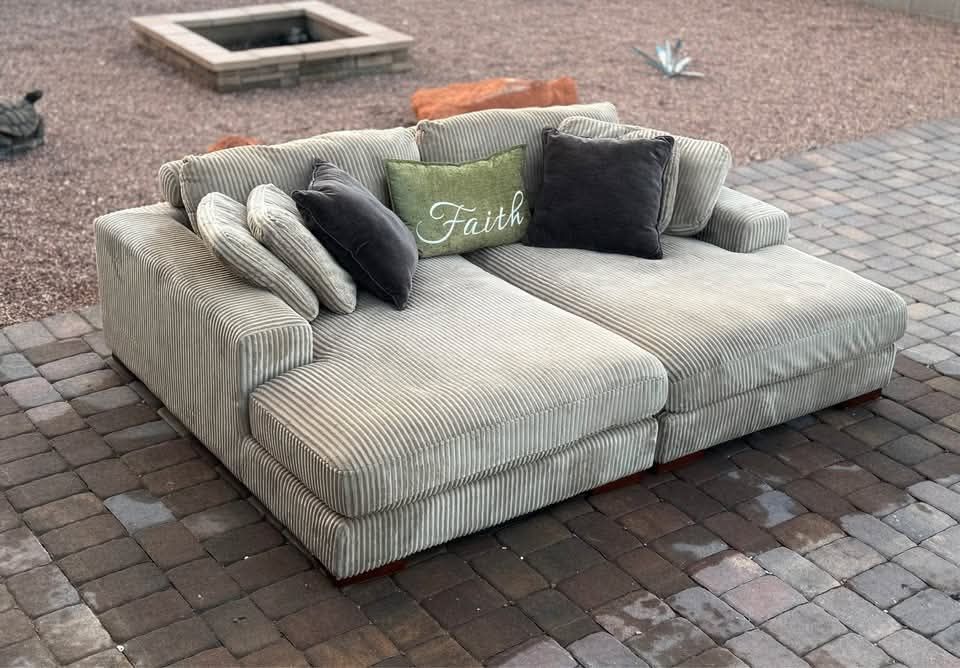 π HOLIDAY SALE - 2 Modules Camel Brown Chaise Sofa Sectional For Small Spaces π