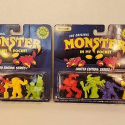 Vtg Lot of 2 MONSTERS IN MY POCKET 4 Pack Series 1 NEW 1990