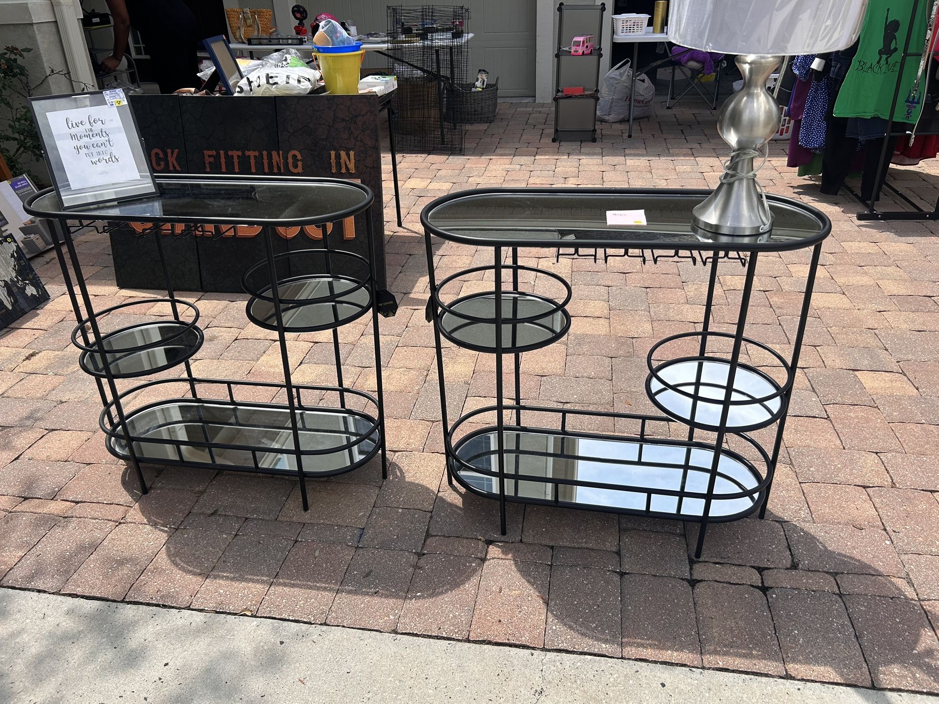 Bar Stand w/ Mirrored Glass Shelves