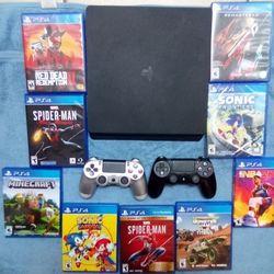 Selling Playstation 4 With Games And Racing Turbo Wheel