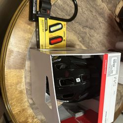 Bike Lock, Bike Lights, And Bike Helmet. 