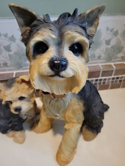  YORKIE YORKSHIRE TERRIER FIGURES 13.5" &  8" SET Resin Statues 2 