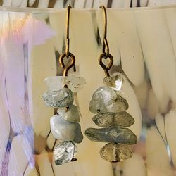 Aquamarine And Antique Dangle Earrings