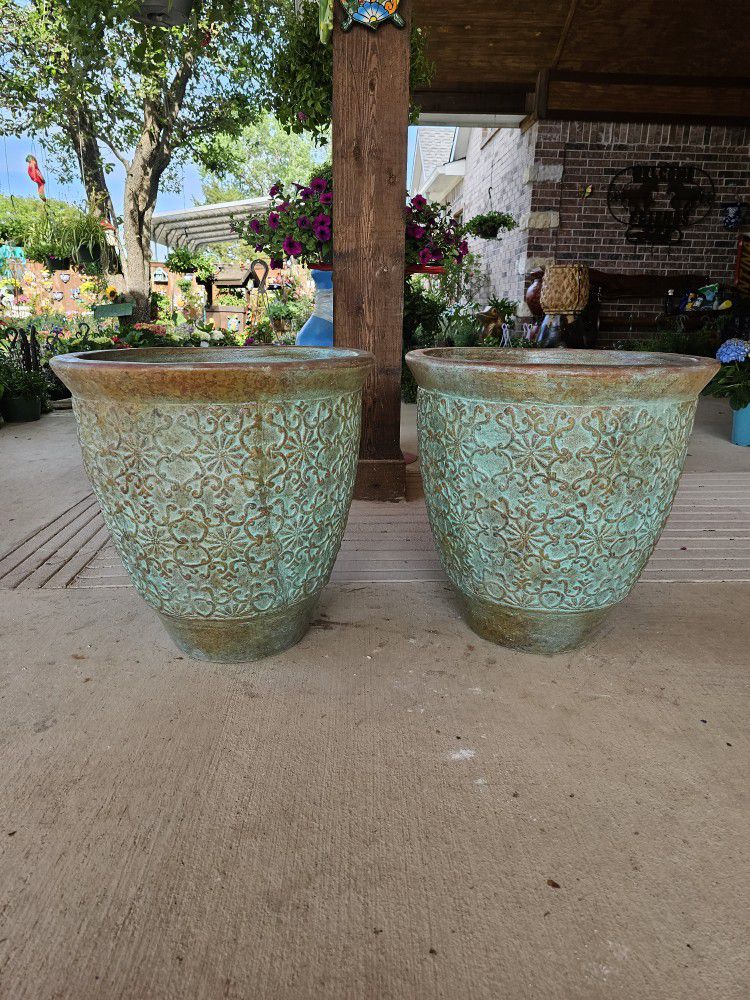 Turquoise Flower Clay Pots, Planters, Plants. Pottery,  Talavera $75 cada una