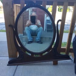Antique Oval Beveled Glass Mirror. 