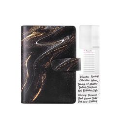 Marble Money Saving Binder, A6 Leather Budget Binder with Zipper Envelopes