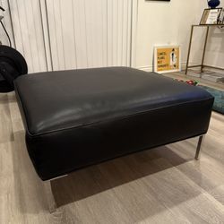 Black Leather Ottoman Table 