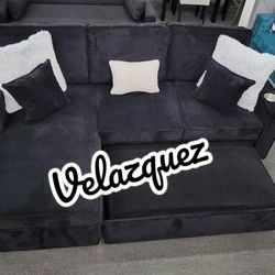✅️✅️ Black   Convertible Sectional W/ Cup Holder & W/ USB Port✅️✅️
