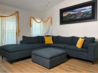 Living Spaces 3 piece sectional with ottoman