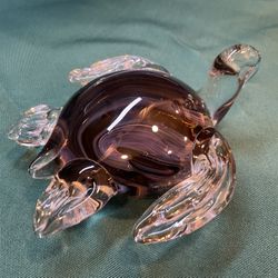 Beautiful Art Glass Sea Turtle With Multi Colors 