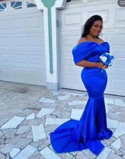 Blue Off Shoulder Gown